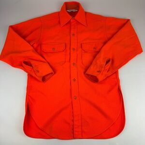 Vintage Woolrich Mens Size M Blaze Orange Long Sleeve Hunting Flannel *Read